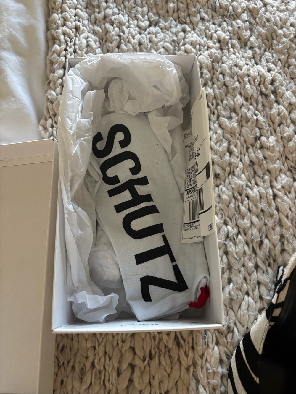 SCHUTZ Black and White Zebra-Print Heeled Pointed Toe Mule - Picture 3 of 8